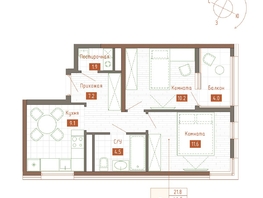 Продается 2-комнатная квартира ЖК Молодежное, корп 3, 46.5  м&sup2;, 9300000 рублей