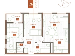 Продается 2-комнатная квартира ЖК Молодежное, корп 3, 64  м&sup2;, 12800000 рублей