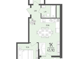 Продается 1-комнатная квартира  Клубный дом «Император», 45.9  м&sup2;, 12164000 рублей