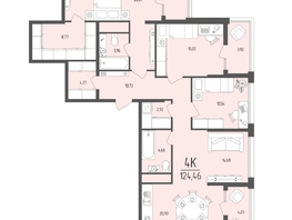 Продается 4-комнатная квартира  Клубный дом «Император», 124.46  м&sup2;, 44183000 рублей