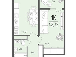 Продается 1-комнатная квартира  Клубный дом «Император», 42.72  м&sup2;, 14312000 рублей