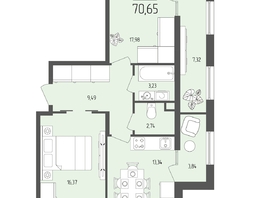 Продается 2-комнатная квартира  Клубный дом «Император», 70.65  м&sup2;, 16109000 рублей