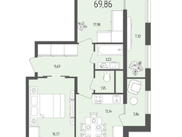 Продается 2-комнатная квартира  Клубный дом «Император», 69.86  м&sup2;, 22356000 рублей