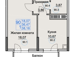 Продается 1-комнатная квартира ЖК Аква, 38.18  м&sup2;, 5917900 рублей