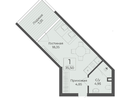 Продается Апартамент АК Тамерун, корп 2, 35.5  м&sup2;, 12628415 рублей