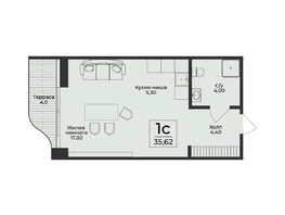 Продается 1-комнатная квартира ЖК Нега, 35.62  м&sup2;, 15690966 рублей