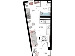Продается Апартамент АК Атлантис Космос Крым, 35.9  м&sup2;, 17790000 рублей