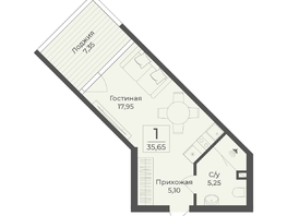 Продается Апартамент АК Тамерун, корп 2, 35.65  м&sup2;, 11826531 рублей
