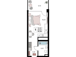 Продается Апартамент АК Атлантис Космос Крым, 37.7  м&sup2;, 18870000 рублей