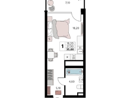 Продается Апартамент АК Атлантис Космос Крым, 35  м&sup2;, 18030000 рублей