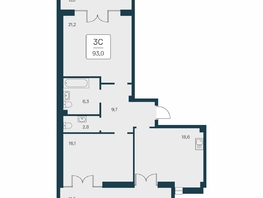 Продается 3-комнатная квартира ЖК Вилла Маяк, дом 2, 93  м&sup2;, 26350000 рублей