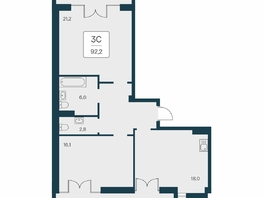 Продается 3-комнатная квартира ЖК Вилла Маяк, дом 2, 92.2  м&sup2;, 27950000 рублей
