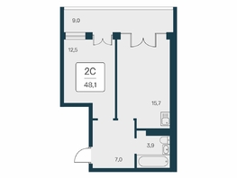 Продается 2-комнатная квартира ЖК Вилла Маяк, дом 2, 48.1  м&sup2;, 15230000 рублей