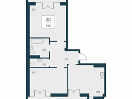 Продается 3-комнатная квартира ЖК Вилла Маяк, дом 2, 91.9  м&sup2;, 24012500 рублей