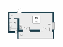 Продается Студия ЖК Вилла Маяк, дом 2, 46.3  м&sup2;, 14322500 рублей