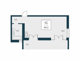 Продается Студия ЖК Вилла Маяк, дом 2, 46.2  м&sup2;, 18000000 рублей