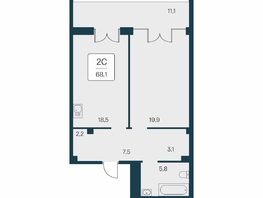 Продается 2-комнатная квартира ЖК Вилла Маяк, дом 3, 68.1  м&sup2;, 22350000 рублей