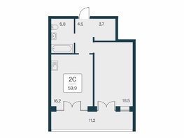Продается 2-комнатная квартира ЖК Вилла Маяк, дом 3, 59.9  м&sup2;, 18400000 рублей