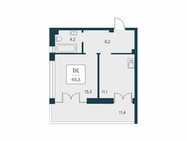 Продается 1-комнатная квартира ЖК Вилла Маяк, дом 3, 48.3  м&sup2;, 14800000 рублей