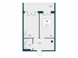 Продается 1-комнатная квартира ЖК Вилла Маяк, дом 3, 55.3  м&sup2;, 19650000 рублей