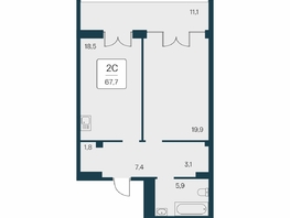 Продается 2-комнатная квартира ЖК Вилла Маяк, дом 3, 67.7  м&sup2;, 22600000 рублей