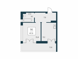 Продается 1-комнатная квартира ЖК Вилла Маяк, дом 3, 47.9  м&sup2;, 12027500 рублей