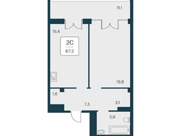 Продается 2-комнатная квартира ЖК Вилла Маяк, дом 3, 67.2  м&sup2;, 21900000 рублей