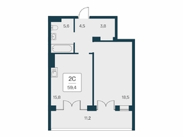 Продается 2-комнатная квартира ЖК Вилла Маяк, дом 3, 59.4  м&sup2;, 19050000 рублей
