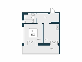 Продается 1-комнатная квартира ЖК Вилла Маяк, дом 3, 48  м&sup2;, 14067500 рублей