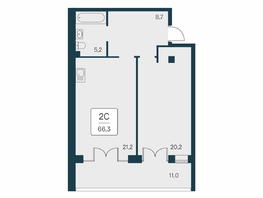 Продается 2-комнатная квартира ЖК Вилла Маяк, дом 3, 66.3  м&sup2;, 20350000 рублей