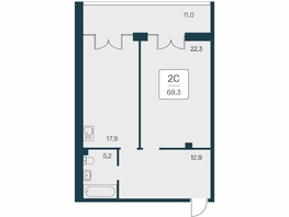 Продается 2-комнатная квартира ЖК Вилла Маяк, дом 3, 69.3  м&sup2;, 22600000 рублей