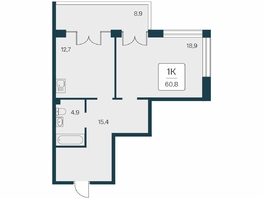 Продается 1-комнатная квартира ЖК Вилла Маяк, дом 3, 60.8  м&sup2;, 20650000 рублей