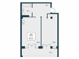 Продается 2-комнатная квартира ЖК Вилла Маяк, дом 3, 67.8  м&sup2;, 22650000 рублей
