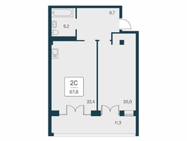 Продается 2-комнатная квартира ЖК Вилла Маяк, дом 3, 67.6  м&sup2;, 18700000 рублей