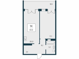Продается 1-комнатная квартира ЖК Вилла Маяк, дом 3, 61.6  м&sup2;, 17425000 рублей