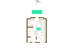 Продается 1-комнатная квартира ЖК Молодежное, корп 1, 40.6  м&sup2;, 6293000 рублей