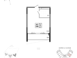 Продается Апартамент АК Летто, 44.7  м&sup2;, 16532160 рублей