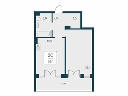 Продается 2-комнатная квартира ЖК Вилла Маяк, дом 3, 59.1  м&sup2;, 18150000 рублей