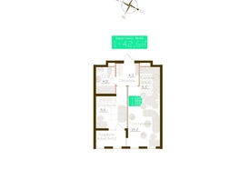 Продается 1-комнатная квартира ЖК Молодежное, корп 1, 40.6  м&sup2;, 6293000 рублей