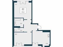 Продается 3-комнатная квартира ЖК Вилла Маяк, дом 2, 91.8  м&sup2;, 28650000 рублей