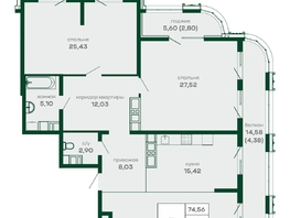Продается 3-комнатная квартира ЖК СкайПАРК, 127.55  м&sup2;, 28061000 рублей