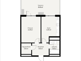 Продается 1-комнатная квартира ЖК Альпина, 65.83  м&sup2;, 8775400 рублей