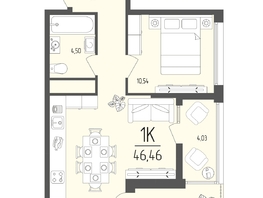 Продается 1-комнатная квартира  Клубный дом «Император», 46.46  м&sup2;, 22069000 рублей