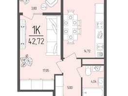 Продается 1-комнатная квартира  Клубный дом «Император», 42.72  м&sup2;, 12090000 рублей