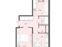 Продается 2-комнатная квартира  Клубный дом «Император», 64.28  м&sup2;, 17870000 рублей