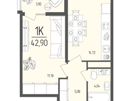 Продается 1-комнатная квартира  Клубный дом «Император», 42.9  м&sup2;, 17504000 рублей