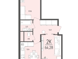 Продается 2-комнатная квартира  Клубный дом «Император», 64.28  м&sup2;, 26677000 рублей