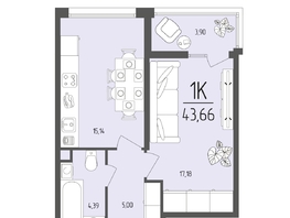 Продается 1-комнатная квартира  Клубный дом «Император», 43.66  м&sup2;, 9328000 рублей