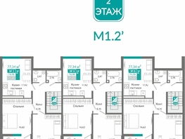 Продается 2-комнатная квартира ЖК Горизонты 2 , 74.98  м&sup2;, 10797200 рублей