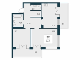 Продается 3-комнатная квартира ЖК Вилла Маяк, дом 3, 84.5  м&sup2;, 25550000 рублей
